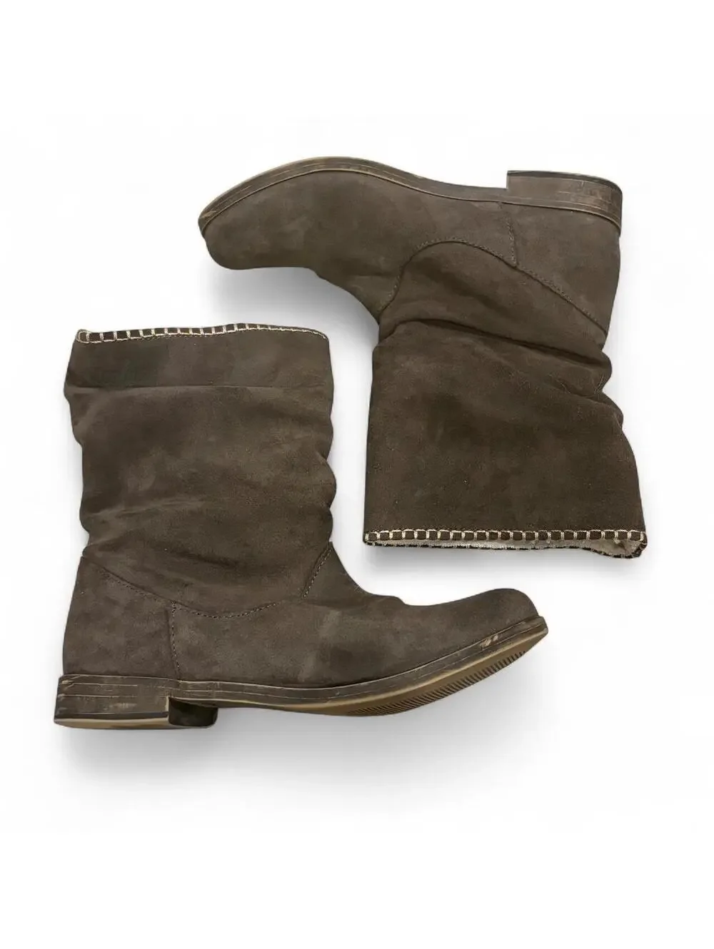 Coolway Spain Brown Suede Slouch Stitch Detail Boots EU38/US7.5